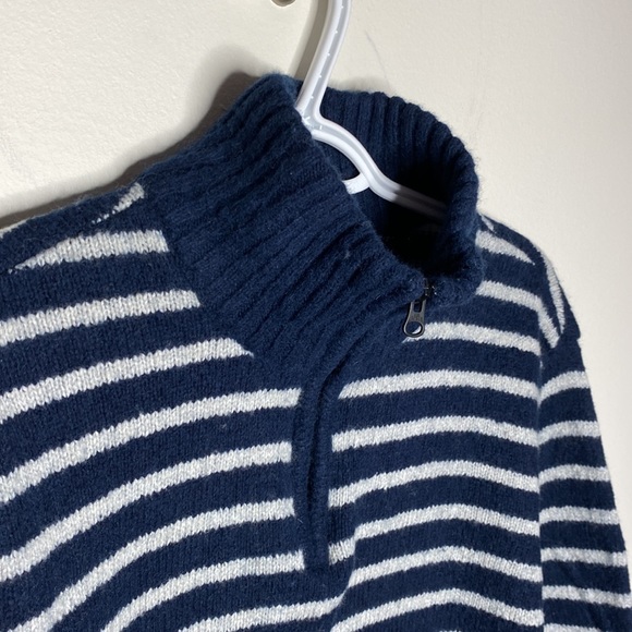 American Eagle Seriously soft striped wool blend mockneck quarter zip sweater M - Picture 5 of 10